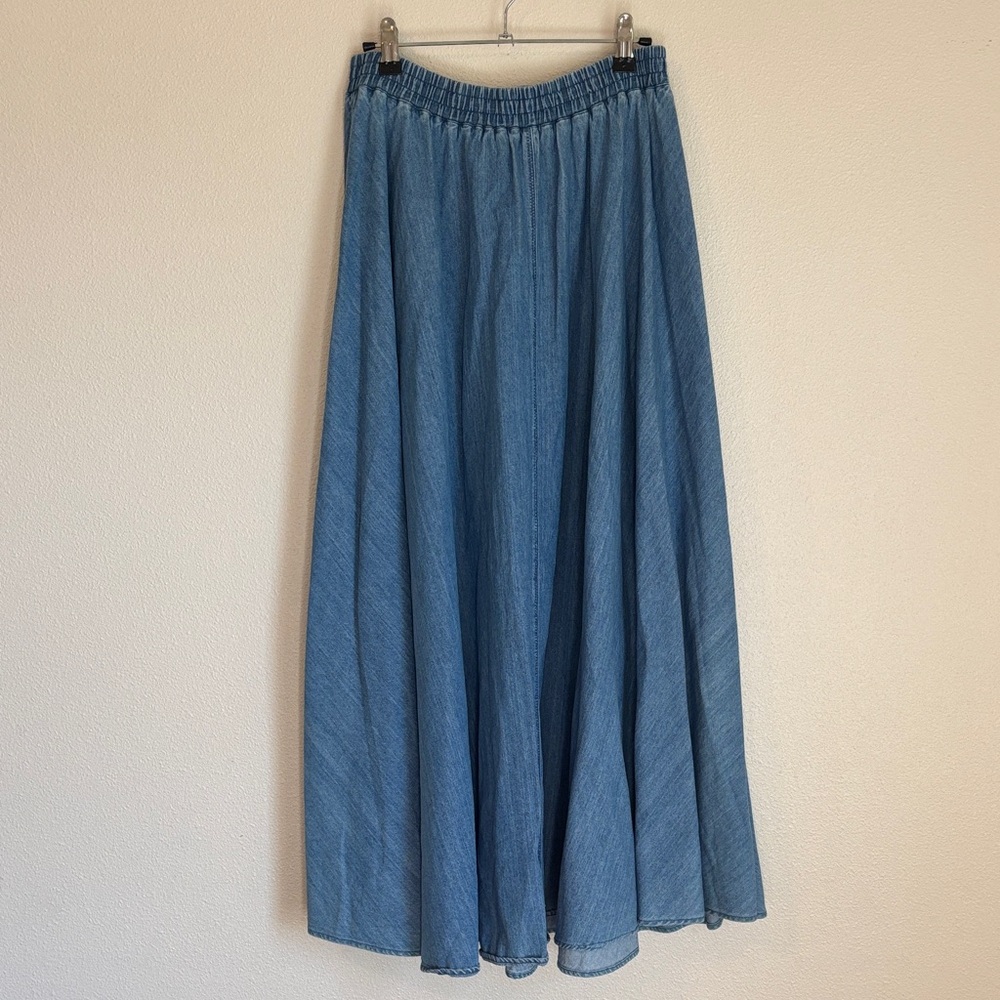 Chic 100% Cotton Blue Maxi Skirt
